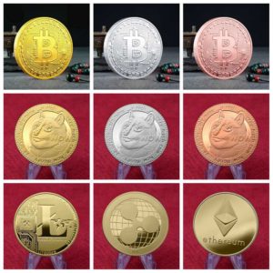 Physical Dogecoin Ethereum Ripple Bitcoin Cardano Gold/Silver Plated