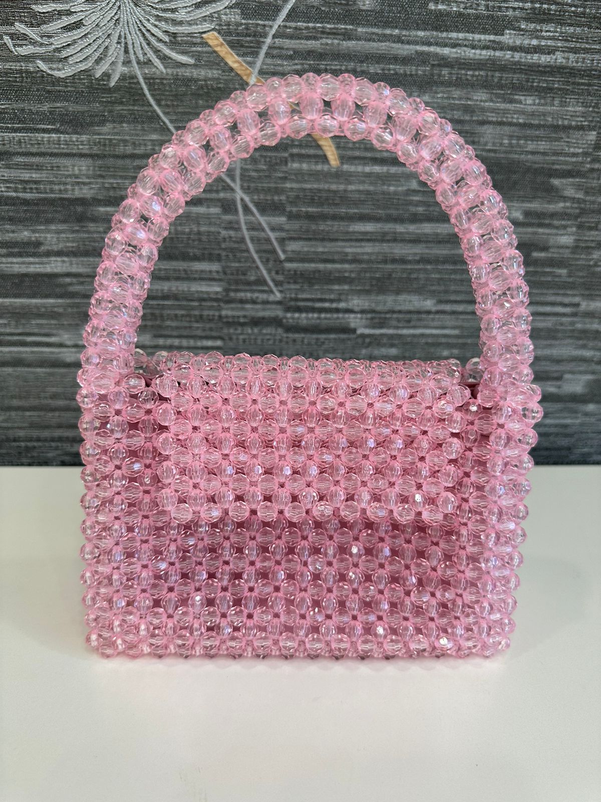 pink handbag handmade shiny